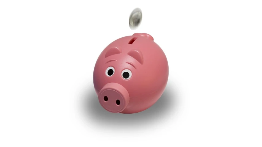 a pink piggy bank with a coin coming out of it, by Ivan Trush, mingei, aaaaaaaaaaaaaaaaaaaaaa, productphoto, small head, wikipedia