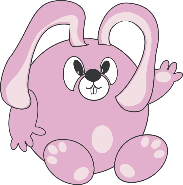 a pink bunny sitting in front of a black background, a digital rendering, mingei, !!! very coherent!!! vector art, stuffed animal, loony toons style, bulbapedia