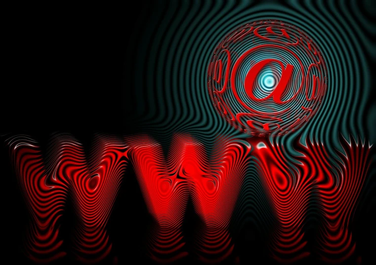 a computer generated image of the word ww, flickr, digital art, red webs, chrome vortex, email, in front of the internet