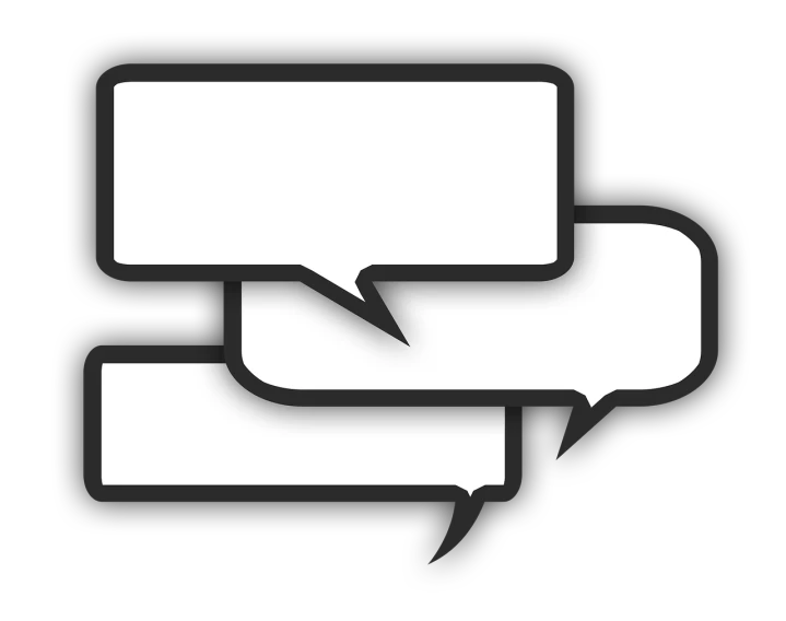 two speech bubbles on a black background, pixabay, computer art, black on white, rounded corners, clipart, medium closeup shot