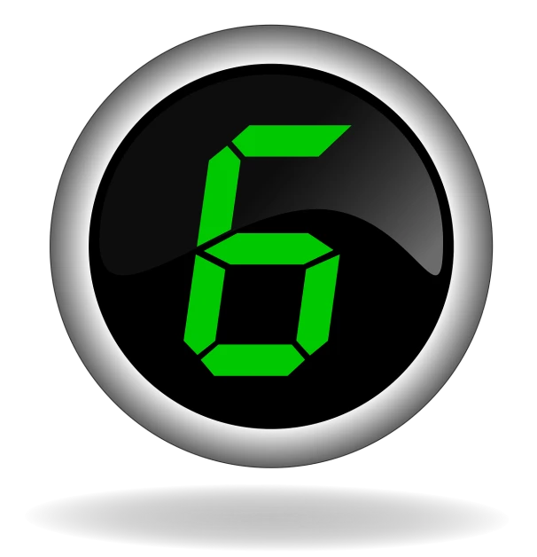 a green digital clock on a black background, a digital rendering, by Andrei Kolkoutine, six arms, game icon, :6, spherical