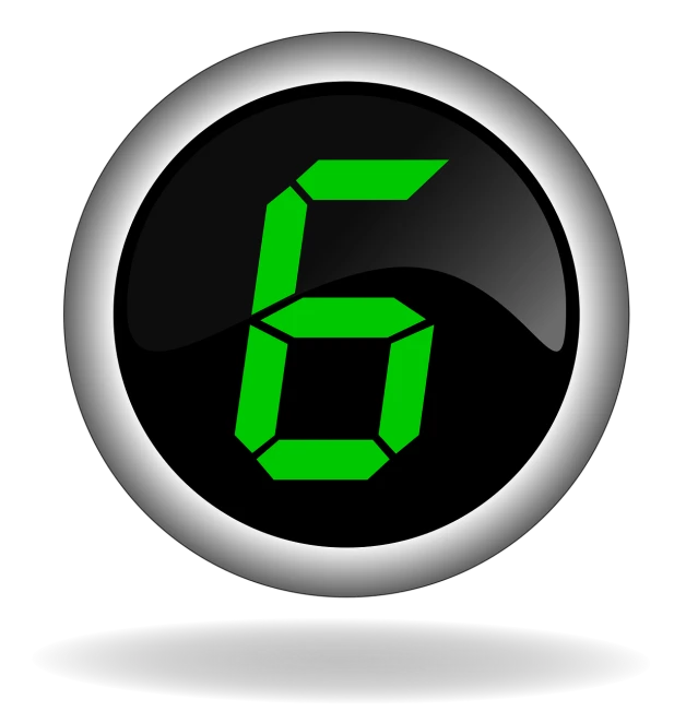 a green digital clock on a black background, a digital rendering, by Andrei Kolkoutine, six arms, game icon, :6, spherical
