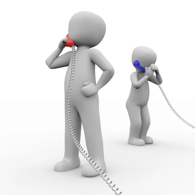 a couple of people that are talking on a phone, by David Burton-Richardson, trending on pixabay, conceptual art, cords, 3d cg, stock photo, hi-res photo