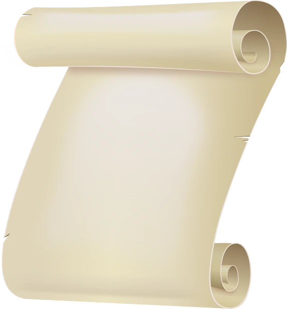 a scroll of paper on a white background, a screenshot, inspired by Masamitsu Ōta, pixabay, conceptual art, cream, 3 / 4 view portrait, no gradients, ancient evil letters