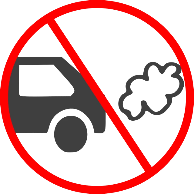a no smoking sign with a van in the background, pixabay, auto-destructive art, thick dark smoke!, avatar image, black and red only, water particulate