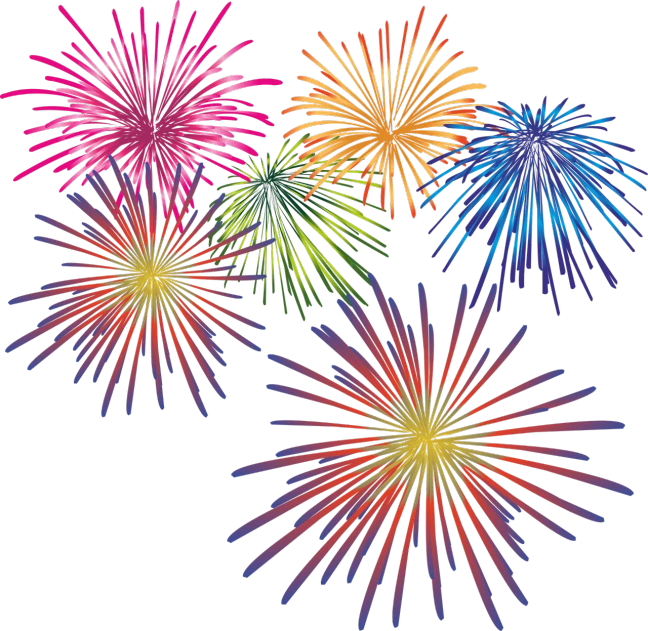 a bunch of colorful fireworks on a black background, a digital rendering, by Kanō Tan'yū, rasquache, clip art, flowers!!!!, high res, y2k!!!!!!