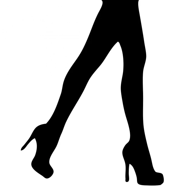 a silhouette of a woman in high heels, an illustration of, trending on pixabay, figuration libre, thigh high socks, leggins, logo without text, no - text no - logo