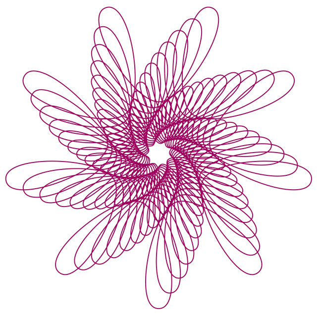 a pink flower on a black background, inspired by Jan Henryk Rosen, generative art, infinity glyph waves, sharp irregular spiraling wings, guilloche, simple path traced