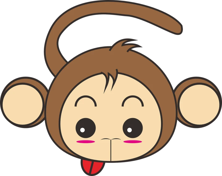 a cartoon monkey sticking its tongue out, a cartoon, mingei, extremely cute anime girl face, with a black background, monkey, aum