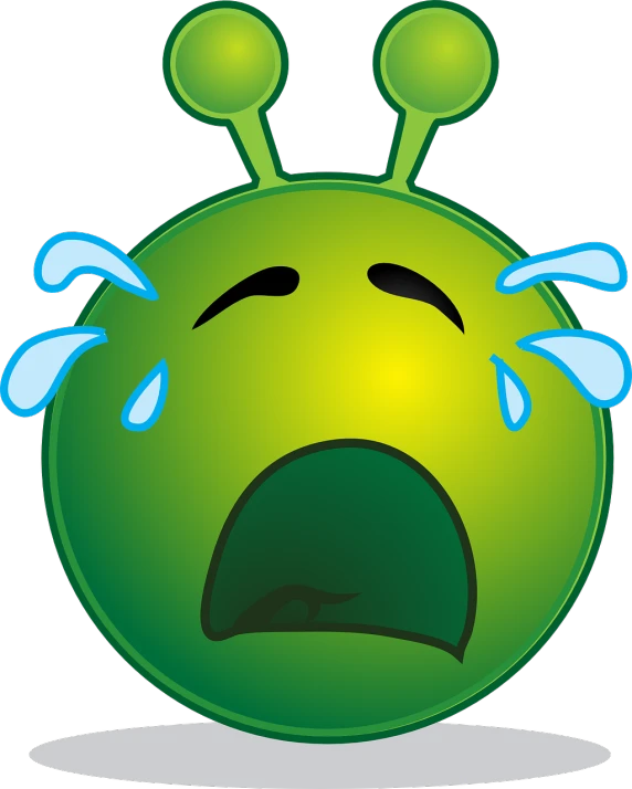 a green alien crying with tears coming out of its eyes, inspired by Heinz Anger, bug, raining, clip art, vent