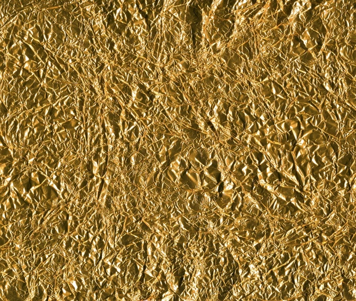 a close up of a piece of gold foil, an ultrafine detailed painting, inspired by Lorentz Frölich, shutterstock, detailed terrain texture, highly detailed”, ultrafine detail ”, award winning”