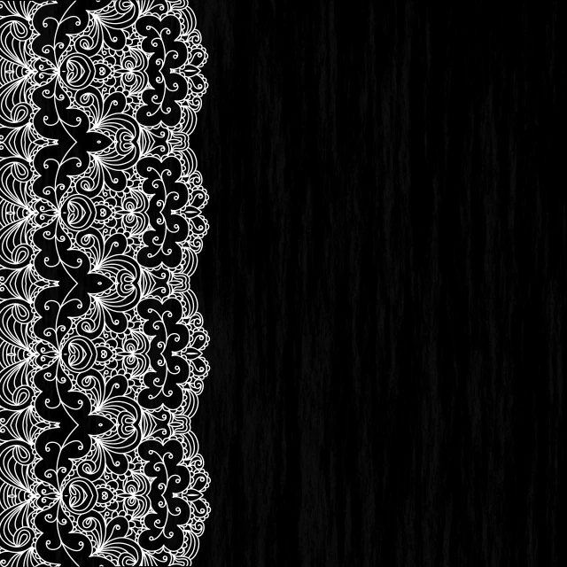 a white lace border on a black background, a digital rendering, by Kamāl ud-Dīn Behzād, trending on pixabay, baroque, ocean pattern and night sky, modern desktop wallpaper, robes! intricate, wallpaper - 1 0 2 4