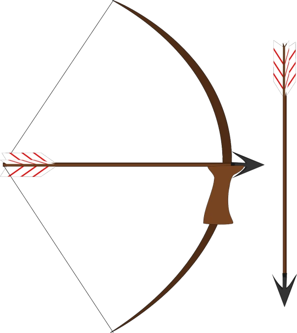 a bow and arrow on a white background, vector art, large eyebrows, a medieval, created in adobe illustrator, hawkeye