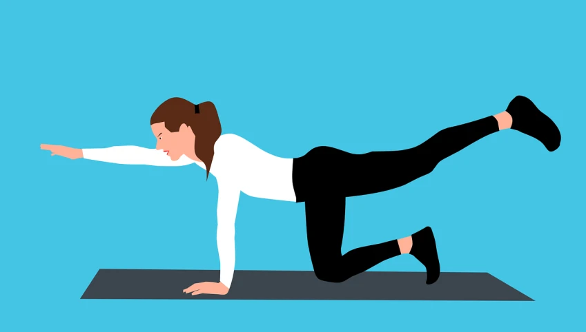 a woman doing a yoga pose on a mat, an illustration of, pixabay, quadruped, working out, corporate animation style, accurate walk cycle