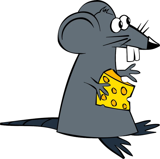 a cartoon mouse holding a piece of cheese, inspired by Tomi Ungerer, pixabay, mingei, danger lurking in the night, batman eating pizza, flash photo, anthropomorphic beaver