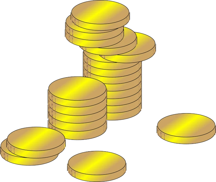 a stack of coins sitting on top of each other, by Kōno Michisei, computer art, gold color scheme, -step 50, illustratioin, gold encrustations