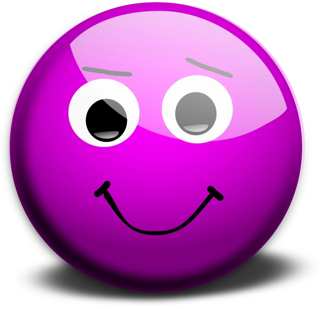 a purple smiley face on a white background, a digital rendering, by John Button, figuration libre, !!! very coherent!!! vector art, ball, pink face, face photo