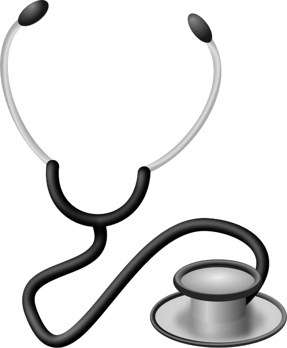 a stethoscope with a stethoscope attached to it, by Martina Krupičková, black and white vector art, computer - generated, screw, three - quarter view