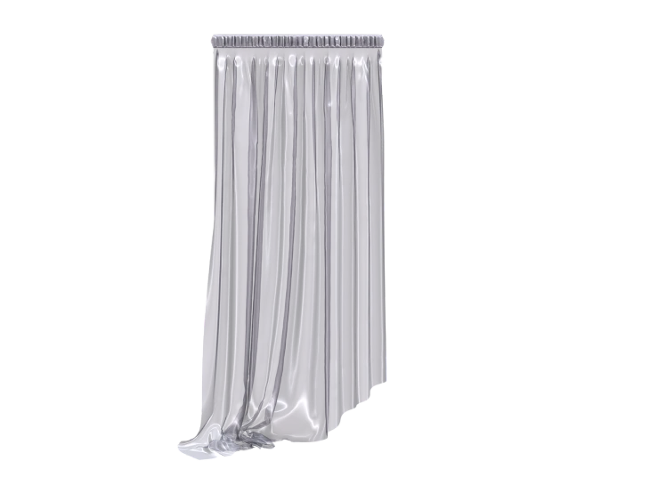 a close up of a curtain on a black background, an ambient occlusion render, wearing! robes!! of silver, on clear background, in game capture 3d render, backside of scenography elements