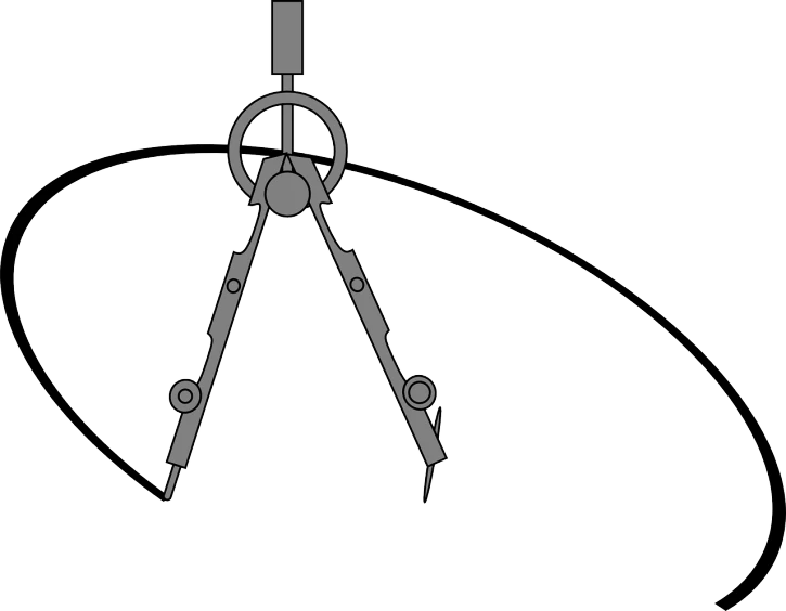 a black and white drawing of a compass, figuration libre, long hook nose, wikihow illustration, hanging cables, centered position