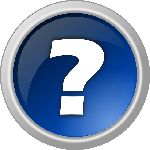 a blue button with a white question mark on it, hurufiyya, istockphoto, silver, investigation, full body image