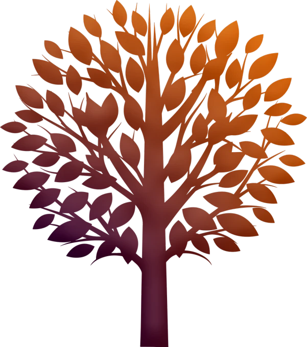 a tree with orange leaves on a black background, a digital rendering, gradient brown to red, vertical wallpaper, purple orange colors, high res render