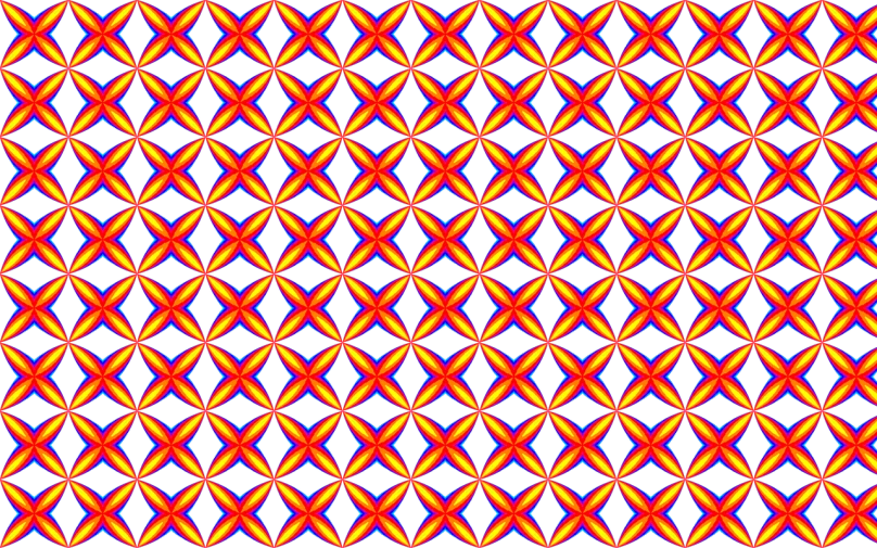 an orange and black pattern on a black background, a pop art painting, inspired by Auguste Herbin, optical illusion, purple and red colors, star, wallpaper pattern, red yellow blue