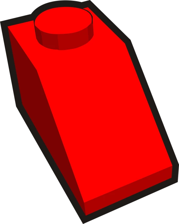 a red lego block on a black background, no gradients, bottle, broadshouldered, colored illustration