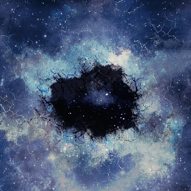 a painting of a hole in the middle of a galaxy, concept art, dark blue mist, oil on canvas high angle view, insandely detailed, cosmos