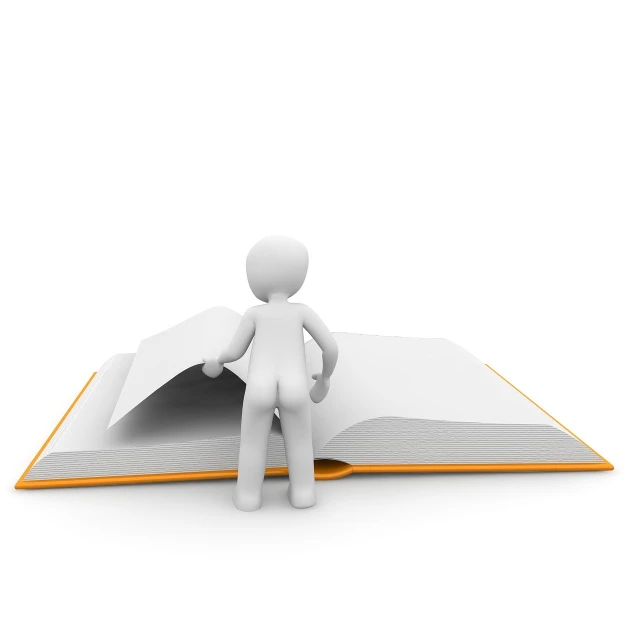 a person sitting on top of an open book, figuration libre, realistic information, portlet photo