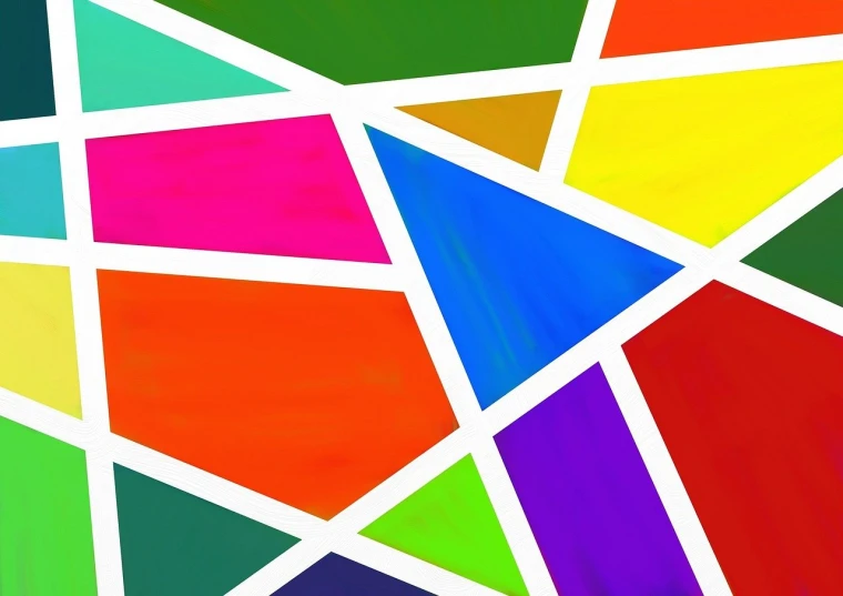 a close up of a colorful piece of art, geometric abstract art, stained glass background, solid coloured shapes, vivid colors!, abstract illustration