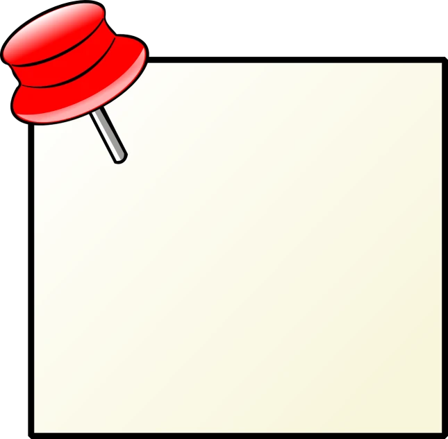 a red push pin sitting on top of a piece of paper, a picture, computer art, sticker illustration, lowres, border, butter