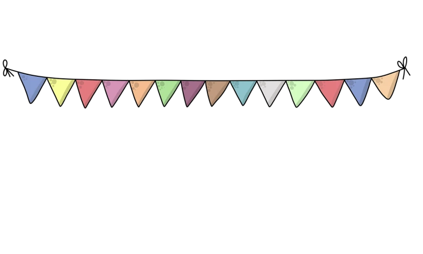 a row of multicolored bunting flags against a black background, a screenshot, minimalism, colored screentone, pastel simple art, triangle to use spell, black ambient background