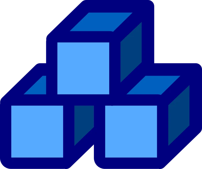 three blue cubes stacked on top of each other, digital art, inspired by Josef Block, crystal cubism, discord profile picture, icon pack, rating: general, gamecube
