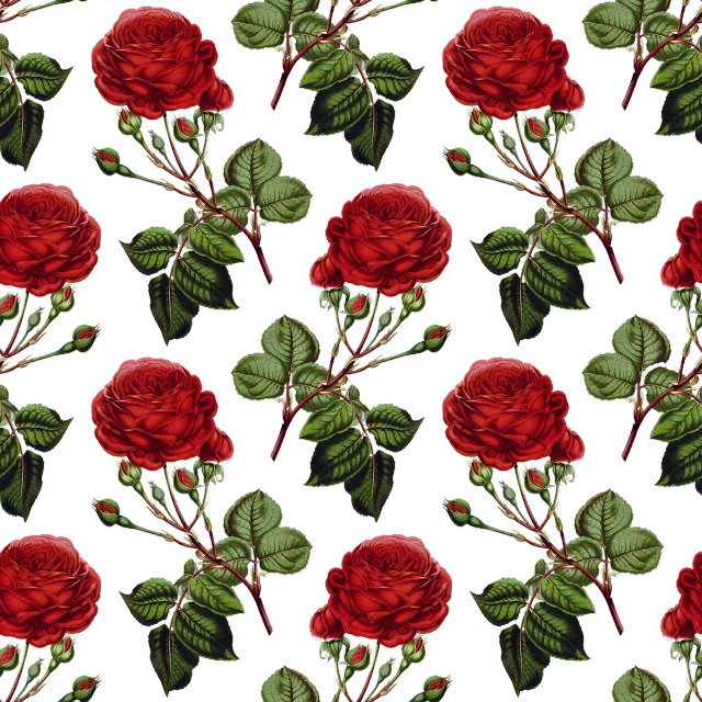 a bunch of red roses on a black background, a digital rendering, inspired by William Morris, tumblr, art nouveau, tileable, full color illustration, shishkin, an illustration