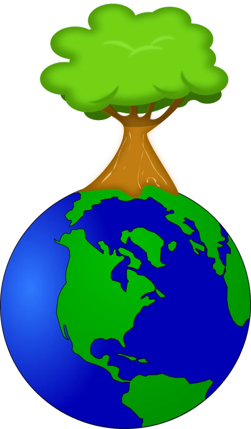 the earth with a tree on top of it, an illustration of, by Tom Carapic, pixabay, cell shaded cartoon, bomb explosion, avatar image, bottom shot