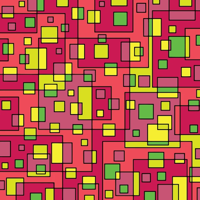 a colorful pattern of squares and rectangles, an abstract drawing, inspired by Josef Albers, raspberry banana color, detailed vectorart, full res, neighborhood