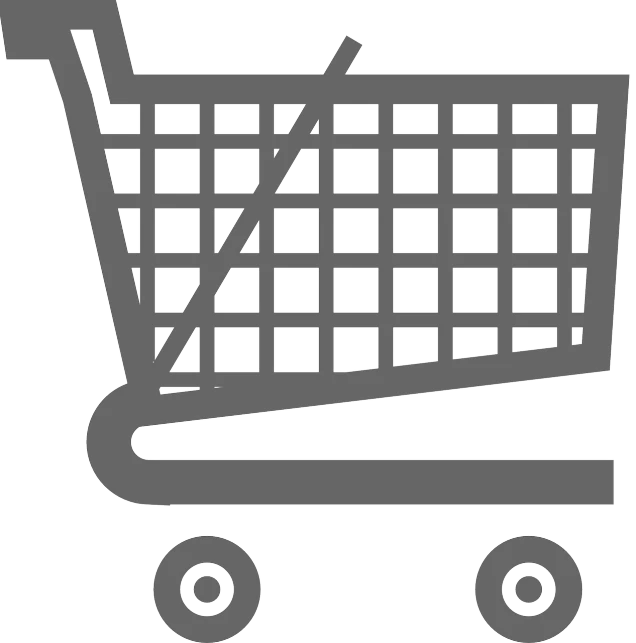 a shopping cart icon on a white background, by Konrad Krzyżanowski, pixabay, bauhaus, dark grey, vinyl, very minimal vector art, ad image