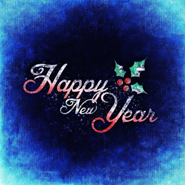 a blue background with the words happy new year written on it, a photo, style digital painting, background image, retro effect, cotton