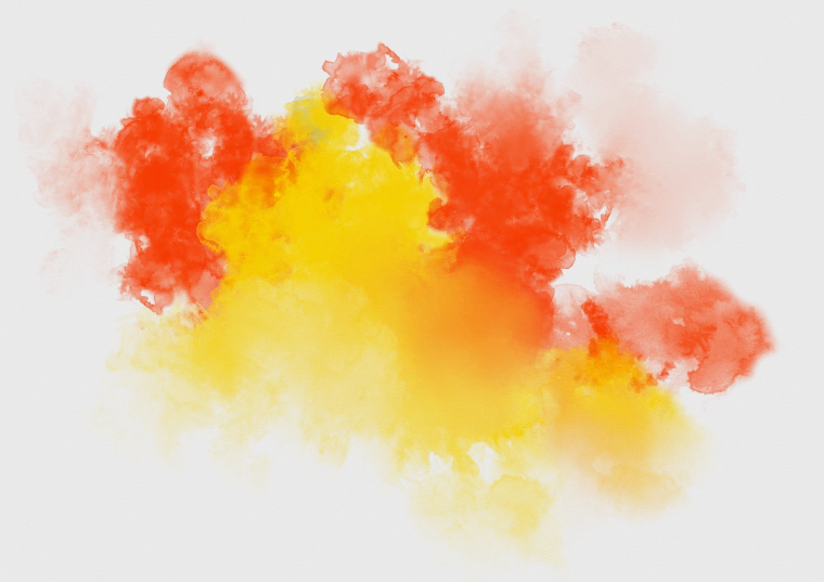 a yellow and red cloud on a gray background, digital art, paint pour smoke, explosive colors, high-res, 4k!