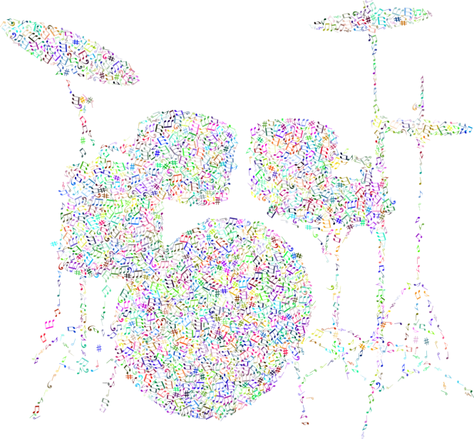 a close up of a drum kit on a black background, a digital rendering, inspired by Wes Wilson, flickr, kinetic pointillism, floral flowers colorful, rorsach path traced, detailed zoom photo, computer painting