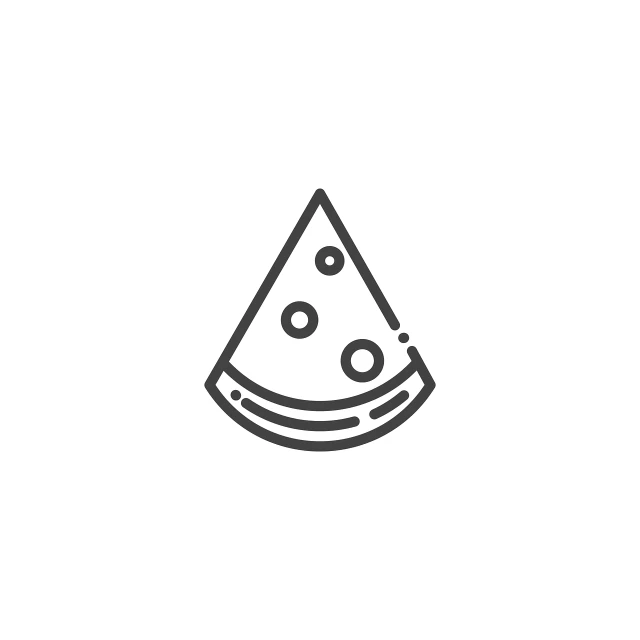 a slice of pizza on a white background, a picture, minimalism, lineart behance hd, cheddar, pictogram, watermelon