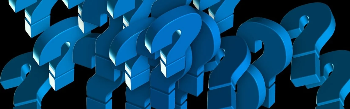 a group of blue question marks on a black background, a digital rendering, trending on zbrush central, istockphoto, a close-up, _3d-terms_, two