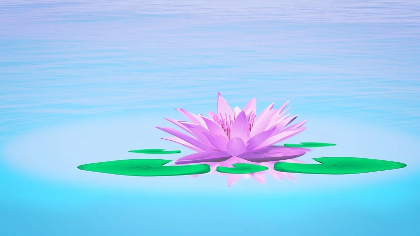 a pink water lily floating on top of a body of water, a raytraced image, inspired by Alex Katz, polycount, hurufiyya, beautiful iphone wallpaper, beautiful composition 3 - d 4 k, blue and pink colors, serene illustration