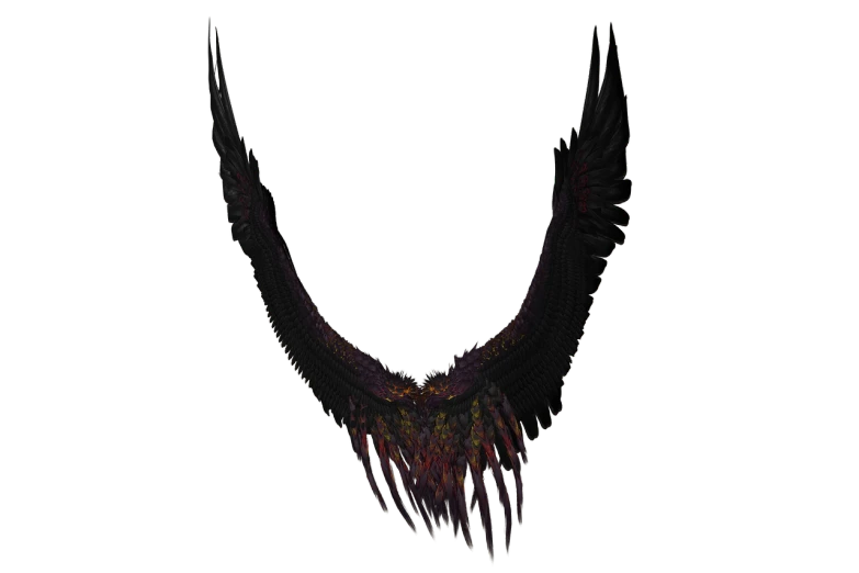 a close up of a necklace on a black background, a raytraced image, zbrush central contest winner, hurufiyya, huge highly detailed wings, wide shot photo, undead. highly detailed, made from million point clouds