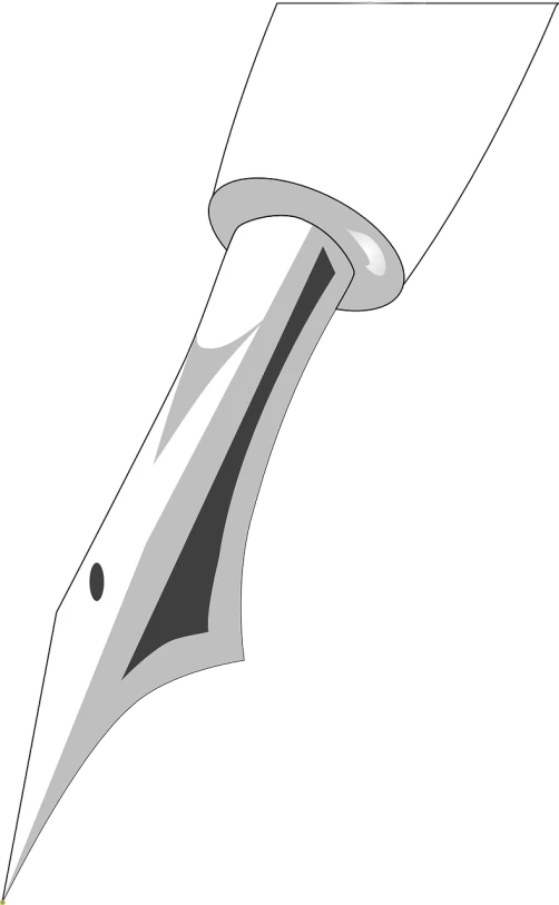 a close up of a fountain pen on a black background, lineart, inspired by Sugimura Jihei, pixabay, vector shaded anime, with large sword, white background!!!!!!!!!!, shot from a low angle