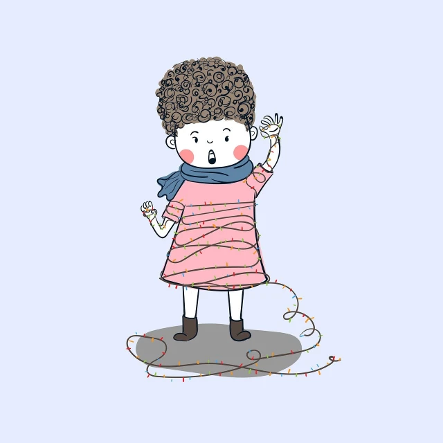 a little girl in a pink dress is flying a kite, inspired by Judith Brown, happening, line vector art, hair are cable wires, on a gray background, afro