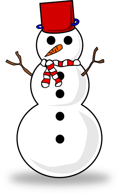 a snowman wearing a top hat and scarf, a cartoon, pixabay, stock photo, clip-art, no gradients, - h 8 0 4