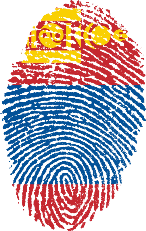 a close up of a finger print on a black background, inspired by Lajos Tihanyi, red yellow blue, city of armenia quindio, iroc, lion