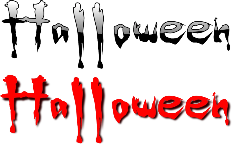 a couple of candles that are next to each other, a cartoon, by Pamela Drew, graffiti, red and black costume!!!, spooky halloween fun, font, header with logo